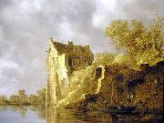 Jan van  Goyen River landscape with a ruin Sweden oil painting artist